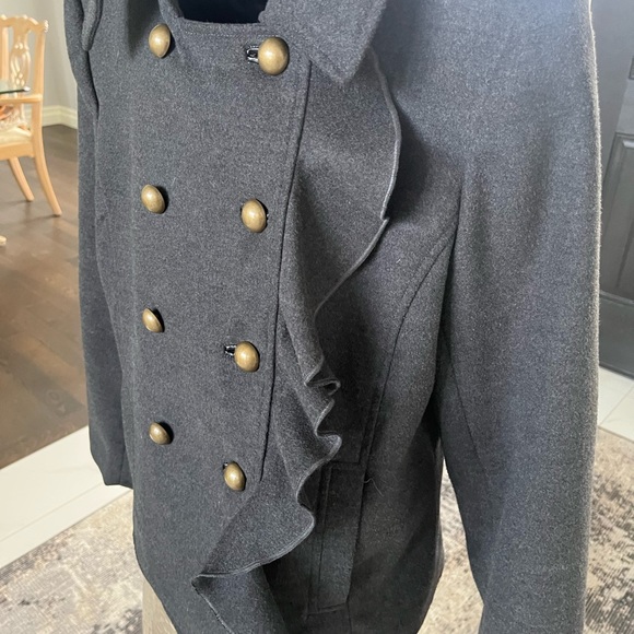 dkny dark grey flannel updated pea jacket coat size medium classy and mod🖤🩶 - Picture 12 of 17